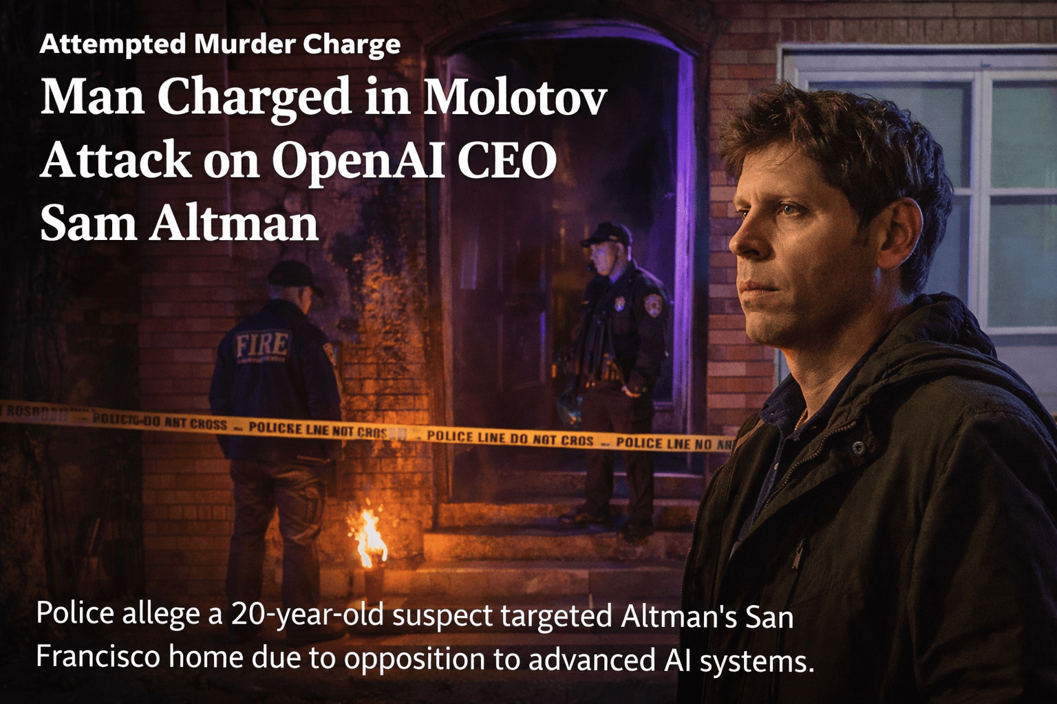 OpenAI CEO'su Sam Altman Molotov Kokteyli Saldırısının Hedefi; 20 Yaşındaki Şahıs Cinayete Teşebbüs Suçlamasıyla Yüzü Yüze